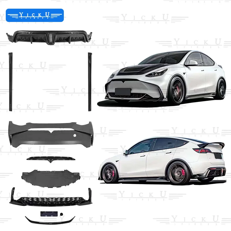 

Hot Selling Longyan Body Kit Made of PP Material Front Bumper Side Skirt and Rear Lip Suitable for Model Y