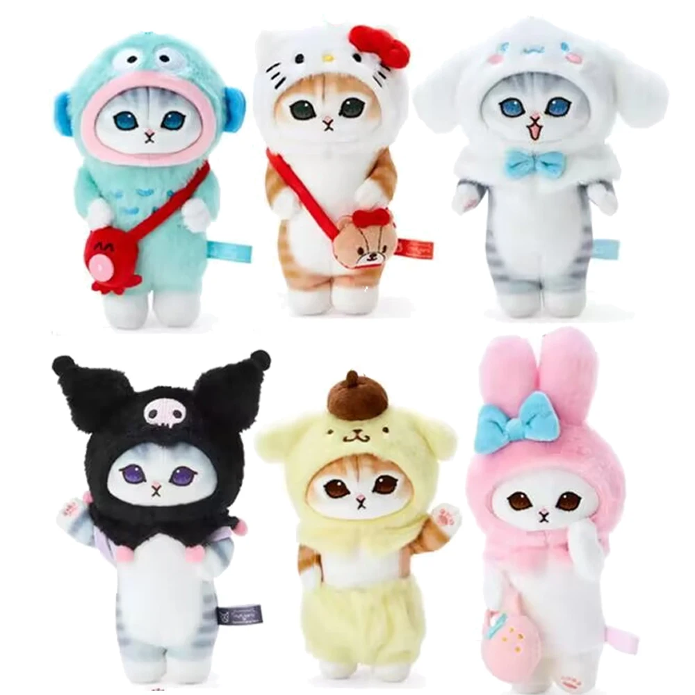 Tubarão Gato Série Keychain, Sanrio, Kuromi, Hello Kitty, My Melody, Cinnamoroll, Brinquedos de pelúcia, Decoração Saco, Pingente, Presentes de Natal