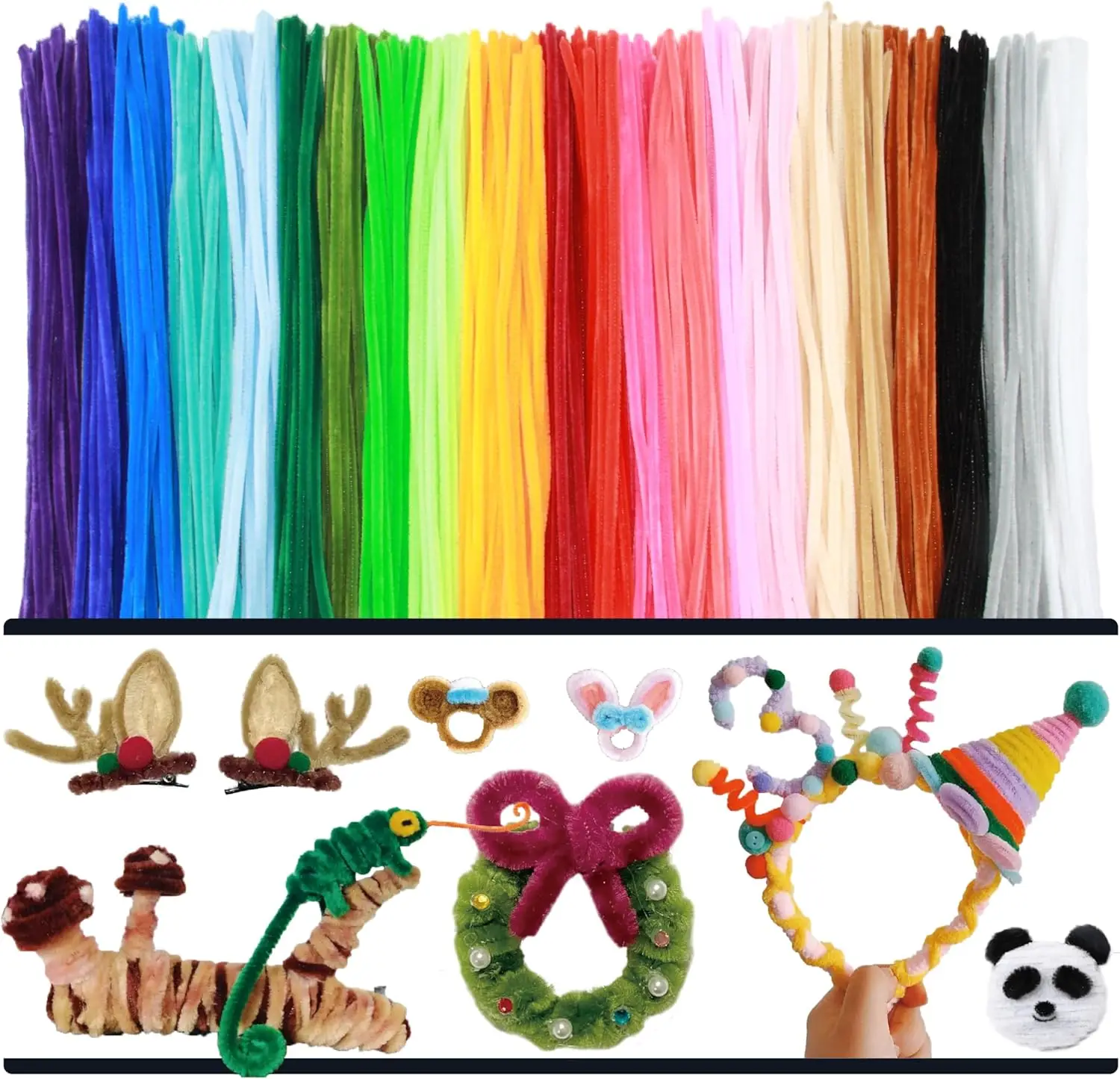 

230PCS 20 Colors Thick Pipe Cleaners Craft Bulk Chenille Stems DIY Art Supplies Colorful Fluffy Fuzzy Wire Sticks for Kids and A