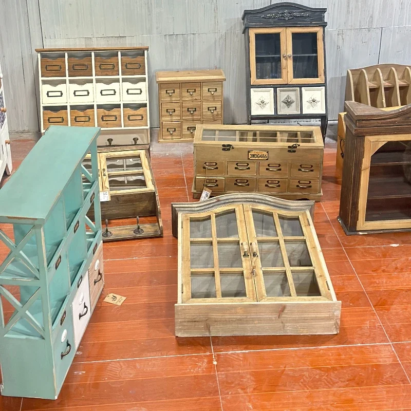 

Country style retro small furniture solid wood drawers treasure jewelry cabinet storage storage wall hanging cabinet