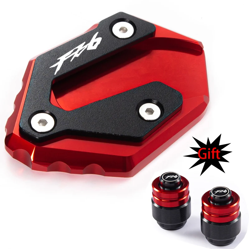 For Yamaha FZ6 FZ6R FZ6-S2 2004-2009 2010 Motorcycle Accessories CNC Side Stand Enlarge Extension And Tire Valve Air Caps