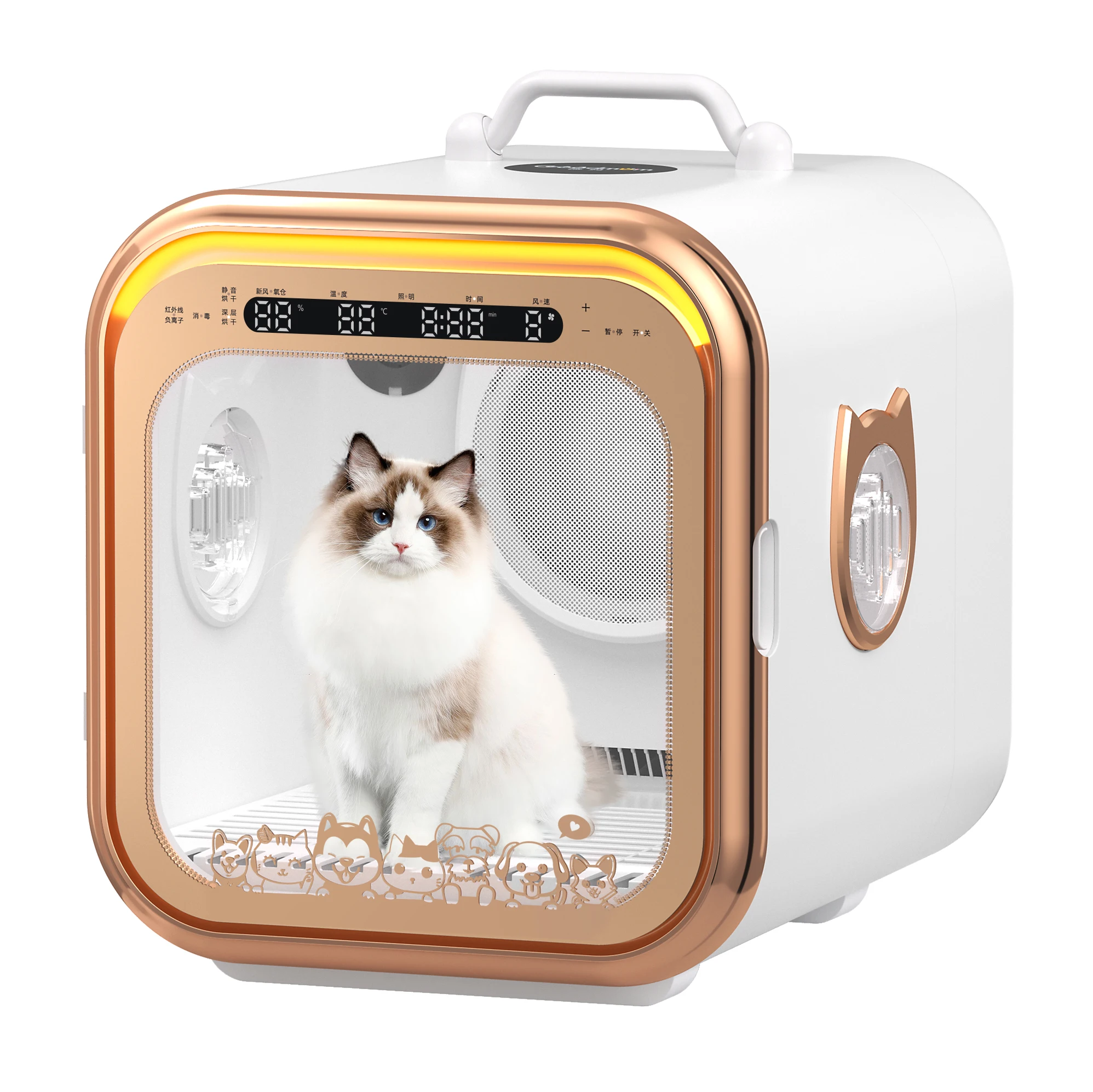 Twin-turbine 67L Pet Dryer Cabin Clean Air Efficient Drying Low Noise Pet Drying Box for Cats Dogs