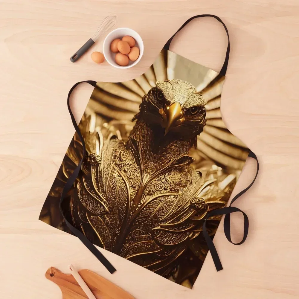 

Golden eagle wearing a golden shiny armour Apron Nursing kindergarten teacher barber men Apron