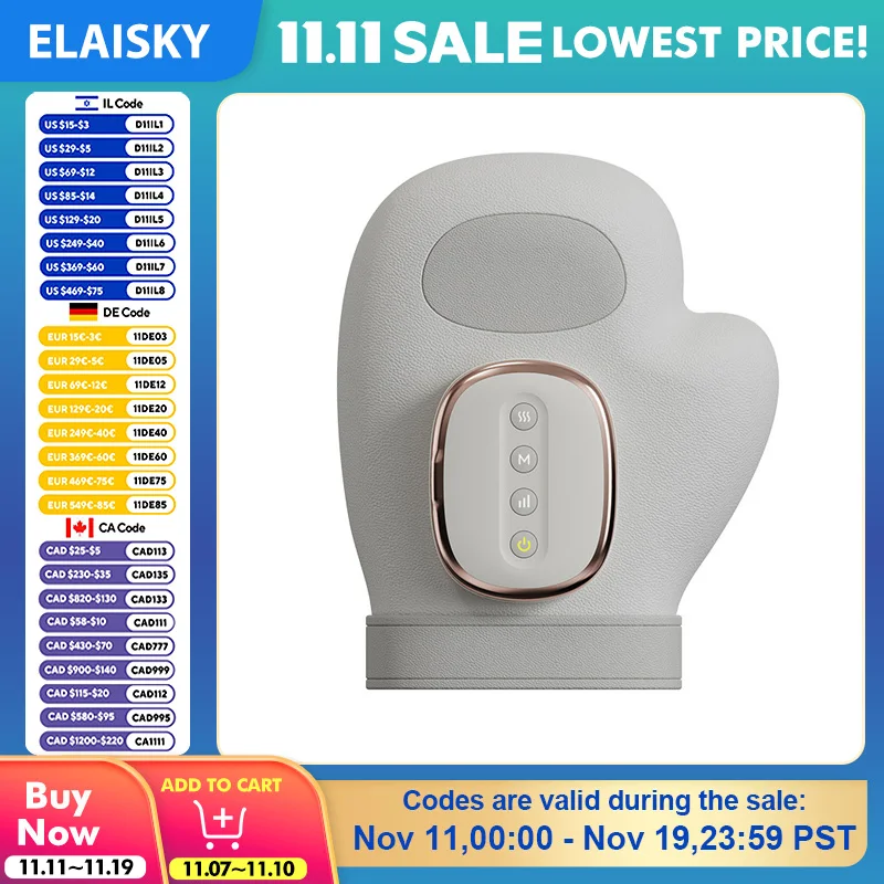 

Ручной массажер с тепловыми и компрессионными разминающими роликами, электрические портативные вибрирующие перчатки, массажеры для мышц для облегчения боли