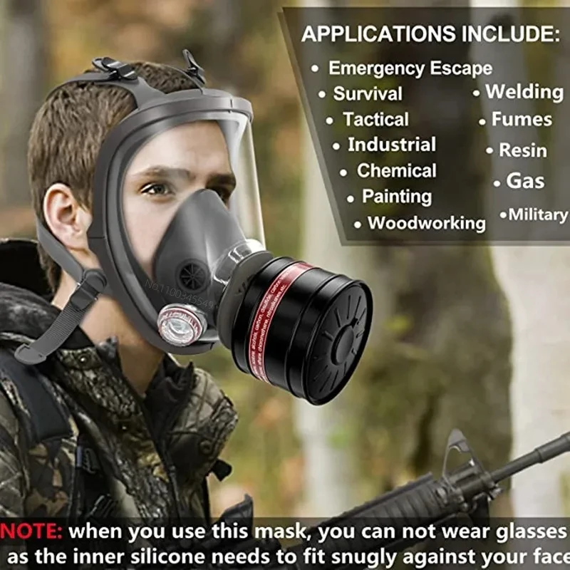6803 Type Three-Interface Multi-Functional Anti-Toxic Mask for Industrial Spray with Replaceable Filter Element