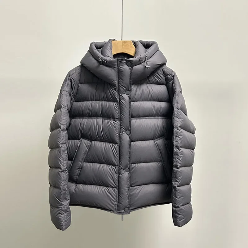 

2026 Новая куртка на 90% белом утином пуху с капюшоном, пуховик для женщин, зимняя легкая и модная теплая парка