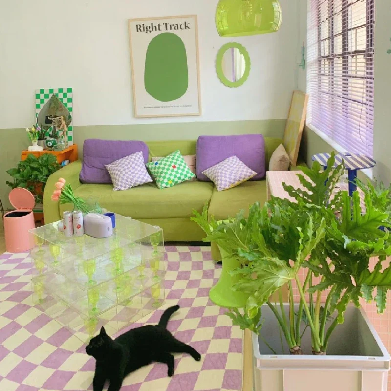 Living Room Carpet Modern Minimalist Retro Checkerboard Large Area Trendy Carpets Soft Comfortable Bedroom Rug Home Decor Rugs