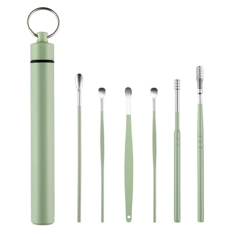 

6/шт. набор для захвата ушной серы из нержавеющей стали, набор для удаления серы, набор для пирсинга, кюретка для ушей, ложка для ухода за ушами, инструмент для очистки ушей