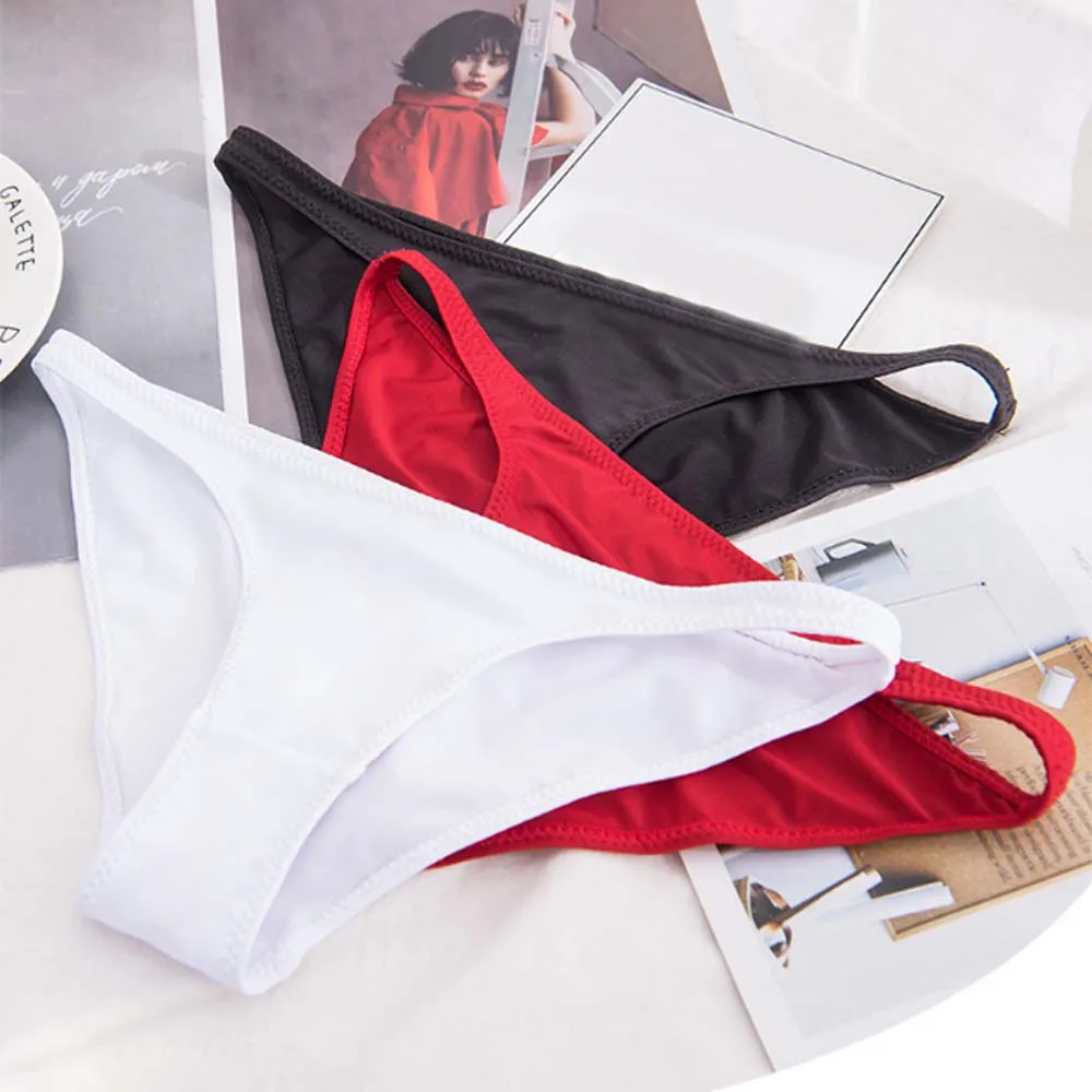 

Sexy Breathable Women Low Waist Half-covered Buttocks Triangle Thong Ladies Panties Milk Silk Solid Color