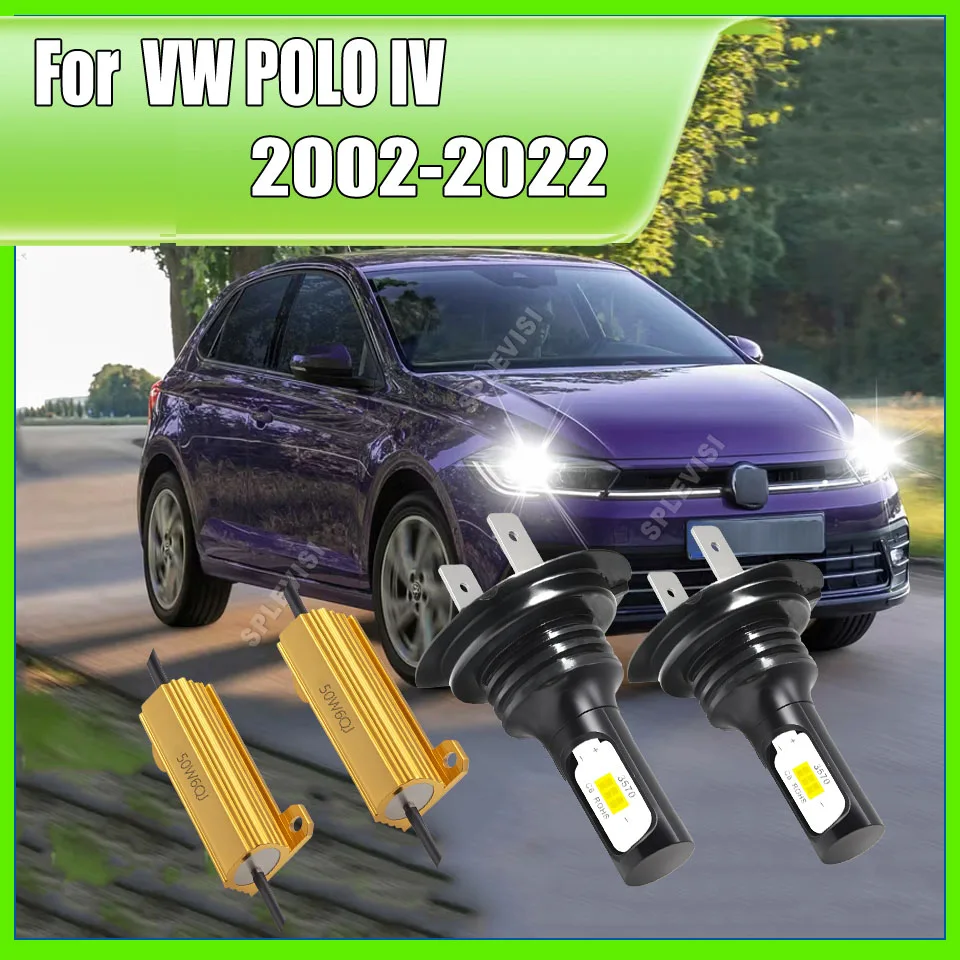 

H7 499 Low Dipped Beam LED Headlights - CANbus Decoder Included For VW POLO IV 2002 2003 2004 2005 2006 2007 2008 2009 2010-2022