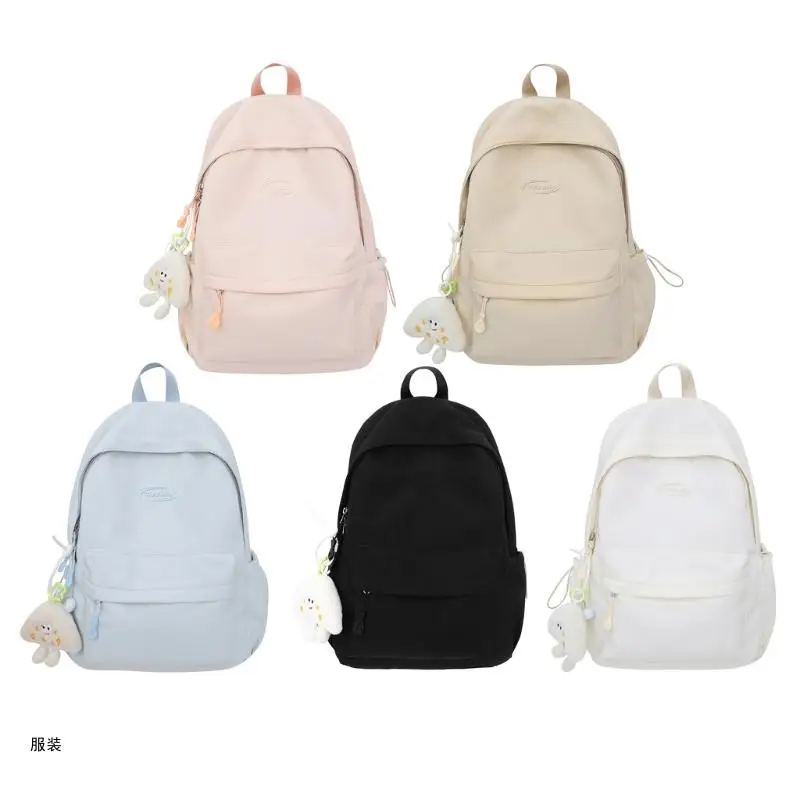 

D0UD Women Travel Backpack Korean Styles Backpack Nylon Backpack Casual Daypacks Student School Backpack Solid Color Rucksack