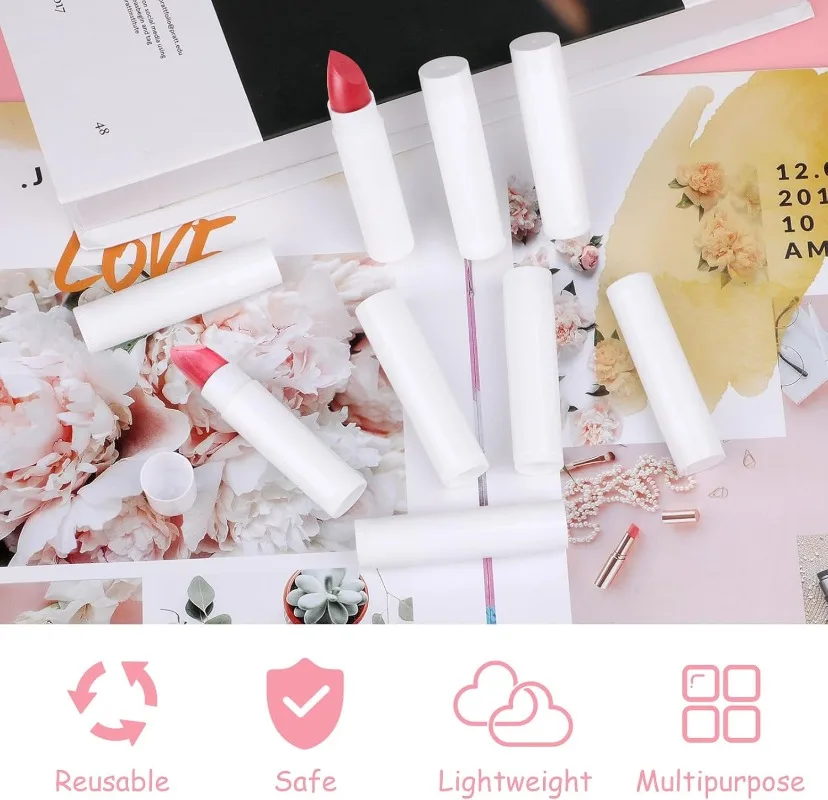 30 stuks lege lippenstiftbuizen, herbruikbare plastic containers navulbaar met dop voor doe-het-zelf lippenbalsem (zwart, 5 g)