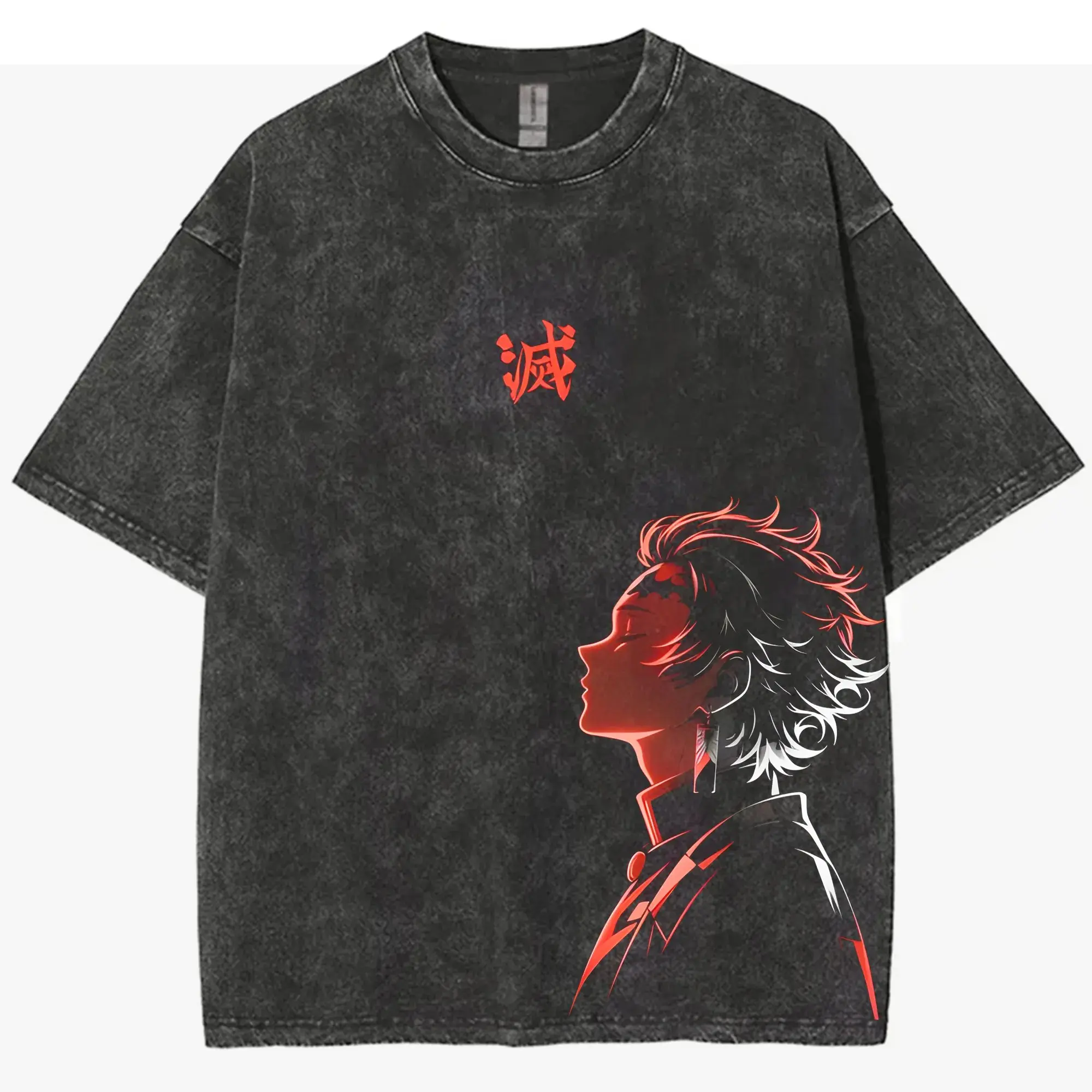 Streetwear Demon Slayer Vintage Washed Graphic T Shirt Men Women Cotton Short Sleeve Anime Graphic Tee Casual Tops Y2k Clothes view 2