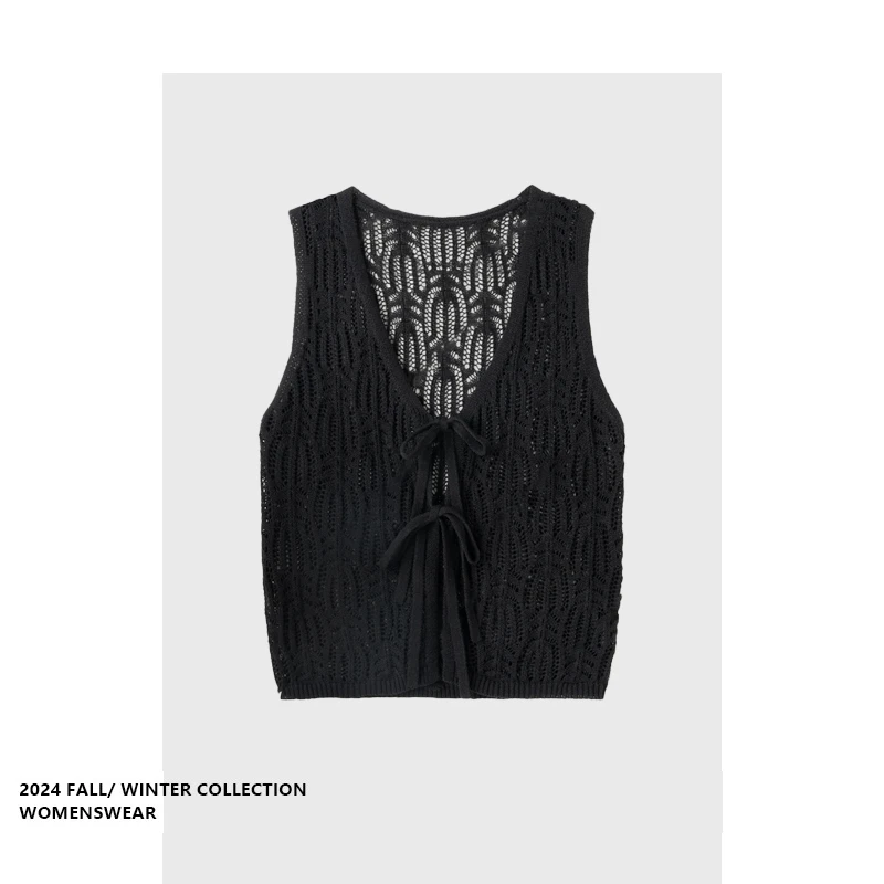 

Романтический французский винтажный вязаный жилет для женщин, летний, класса люкс, высококачественный, для повседневной носки, одиночный элемент гардероба