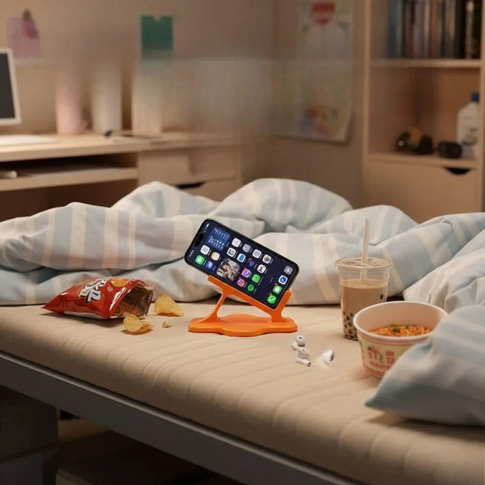 3D Printed Ergonomic Curved Lazy Phone Tablet Holder Bedside Support Stand for Lying Flat Watching Drama Videos
