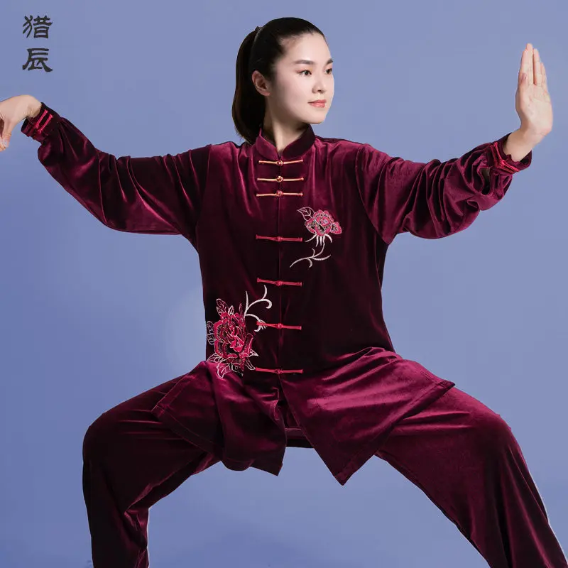 Martial Arts High-End Tai Ji Suit Women's Clothing 2025 New Velvet Thickened Korean Velvet Tai Exercise Clothing Men's Clothing
