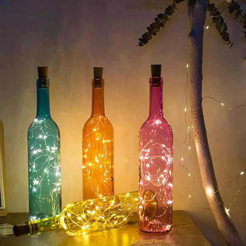 5/10 pièces barre LED bouteille de vin liège chaîne lumières noël vacances décoration guirlande fée lumières mariage fil de cuivre lumières