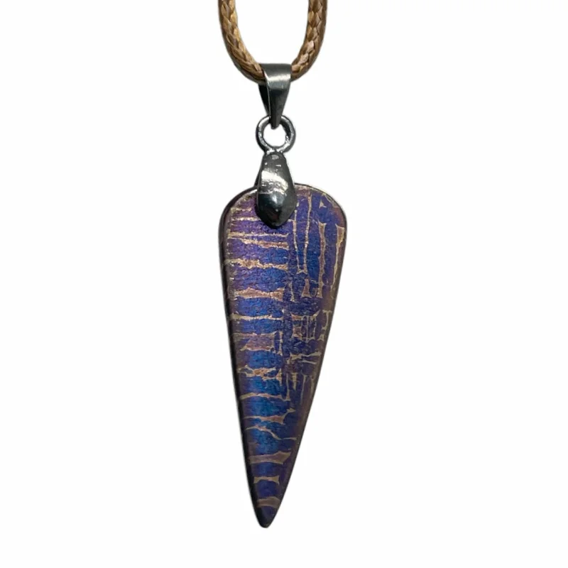Genuine Muonionalusta Meteorite Pointed Teardrop Blued Pendant Outer Space Mineral Necklace Men Gift Meteorite Collection LK508
