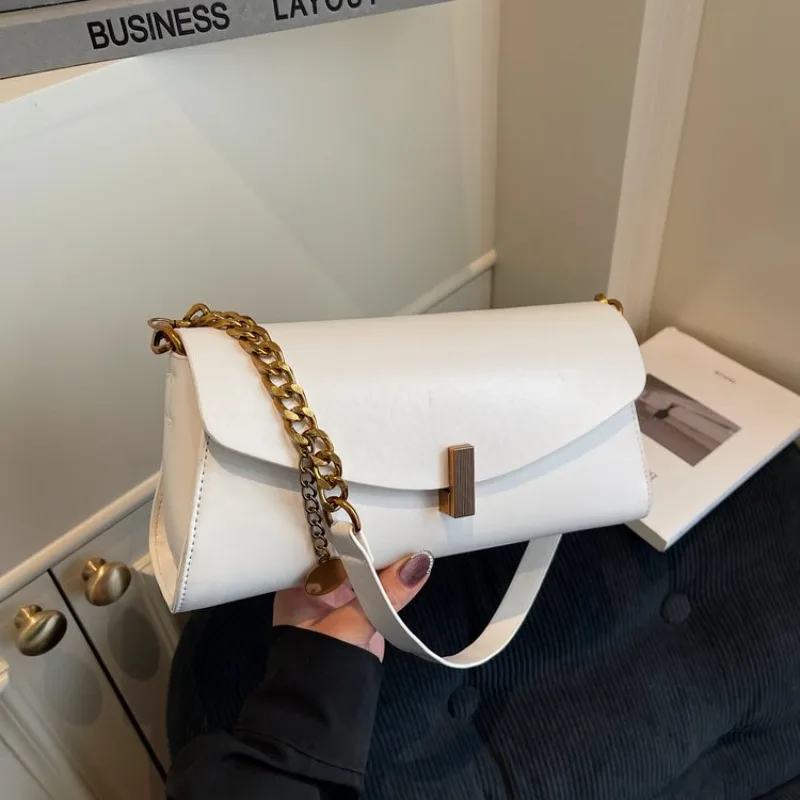 Unique Minimalist Diaper Bag Leather Ladies Handbag Fashionable Solid Color Elegant High End Commuter Shoulder Tote
