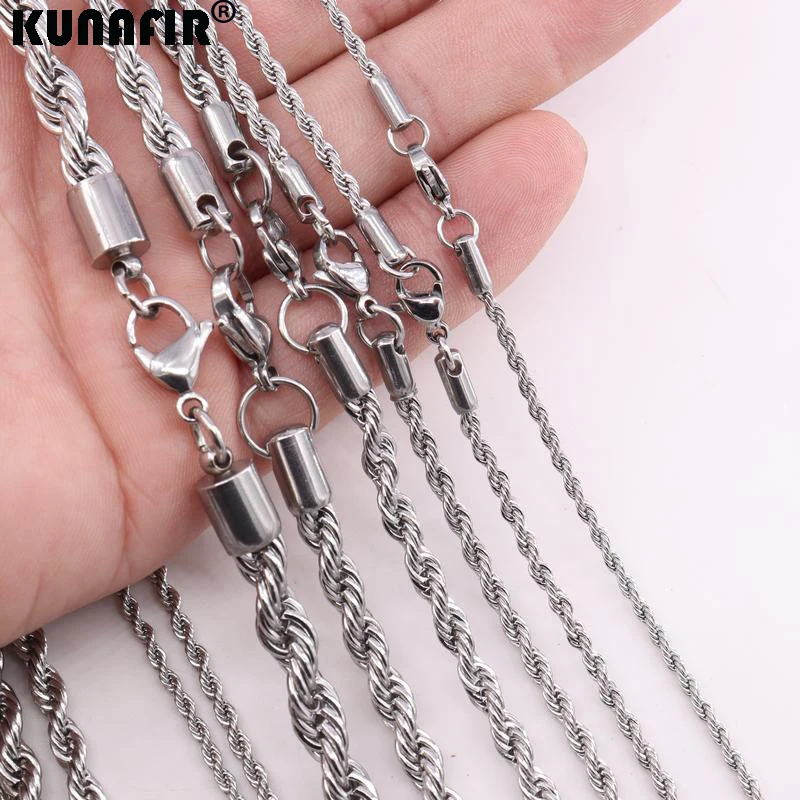 2mm-6mm Twist Chain Stainless steel Necklace  man's lady fashion jewelry ZX074 ZX078 ZX079