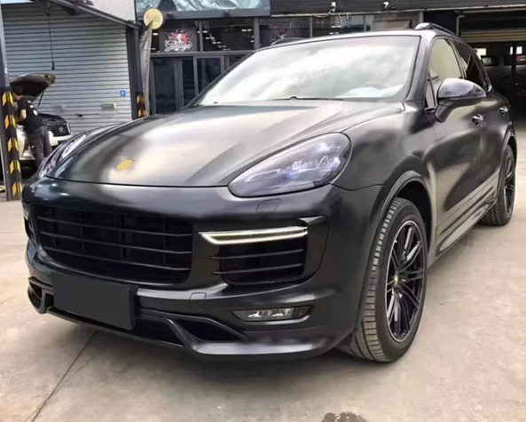 

Матовый черный бампер для Porsche Cayenne 958.2 2015 2016 2017 PP, передняя губа, задний диффузор, комплект спойлера ДЛЯ багажника