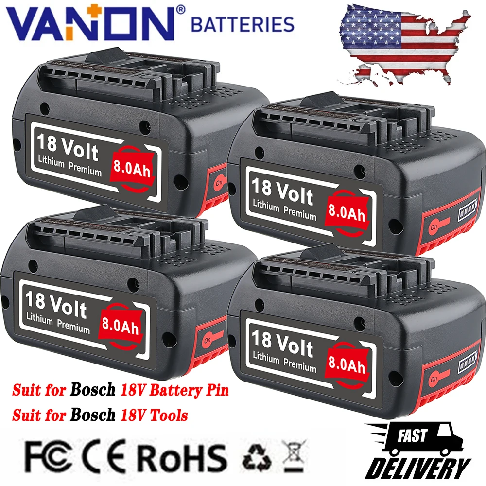 1/2/4 pezzi BAT609 8.0Ah Li-on Sostituisci per utensili elettrici a batteria Bosch 18V BAT610 BAT612 BAT618 Vestito per perno batteria Bosch 18V