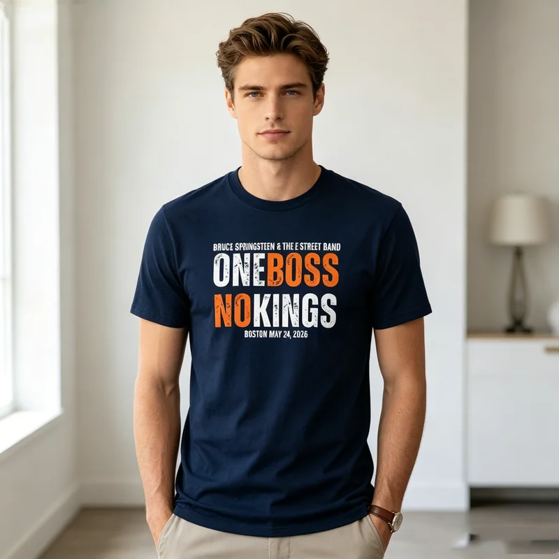One Boss No Kings Bruce Springsteen T Shirt Vintage Rock Music Print Unisex Soft Cotton Crew Neck Short Sleeve Trendy Casua