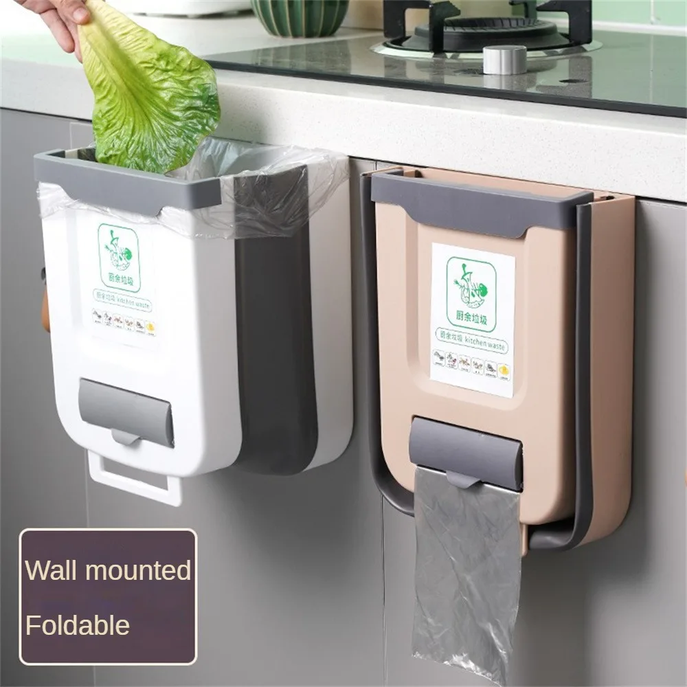 Wall-mounted Trash Can Durable Easy To Use Fashion Popular Practical Highest Rating Kitchen Folding Trash Can Storage Save Space