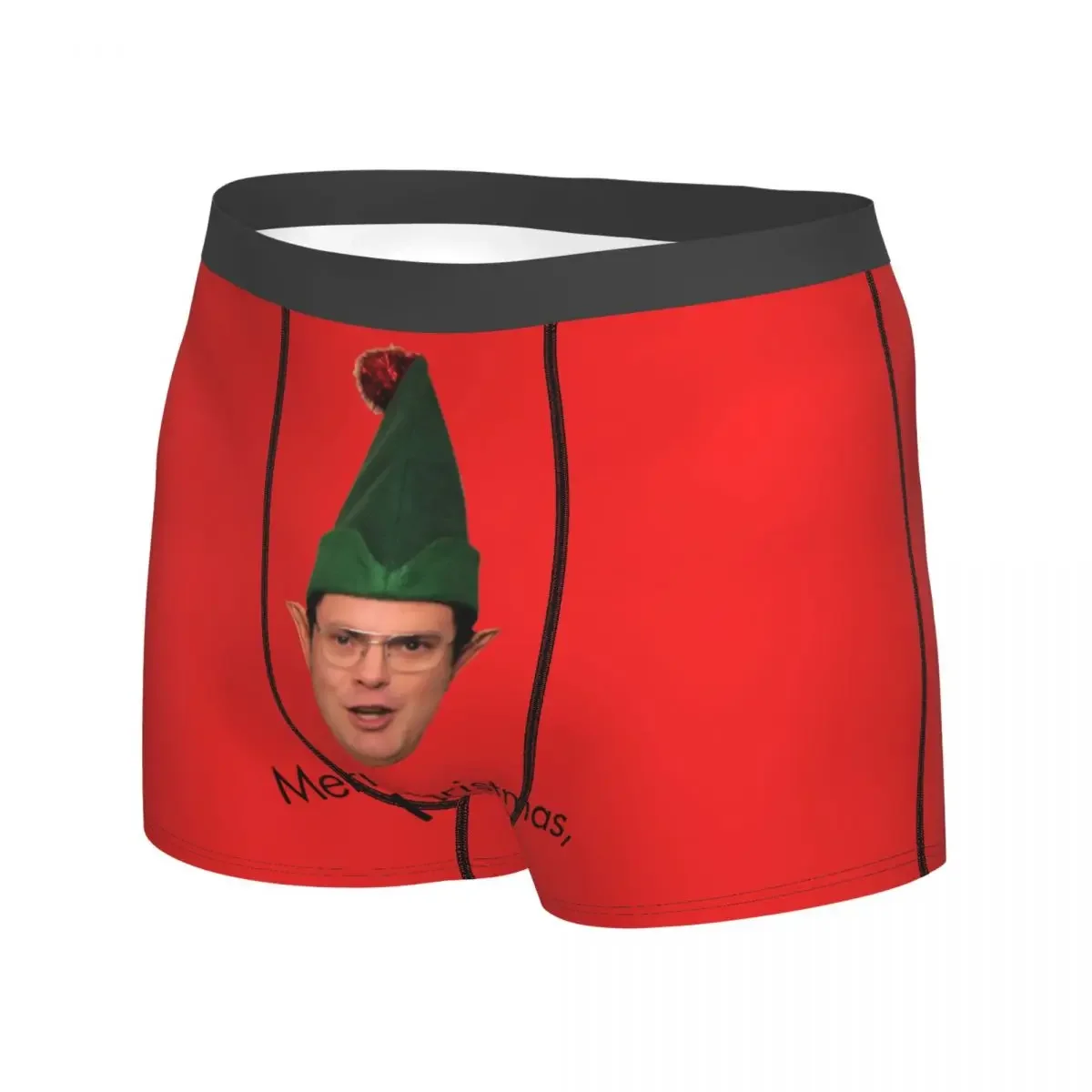 Man Dwight Schrute Merry Christmas Boxer Briefs Shorts Panties Polyester Underwear The Office Homme Printed Underpants