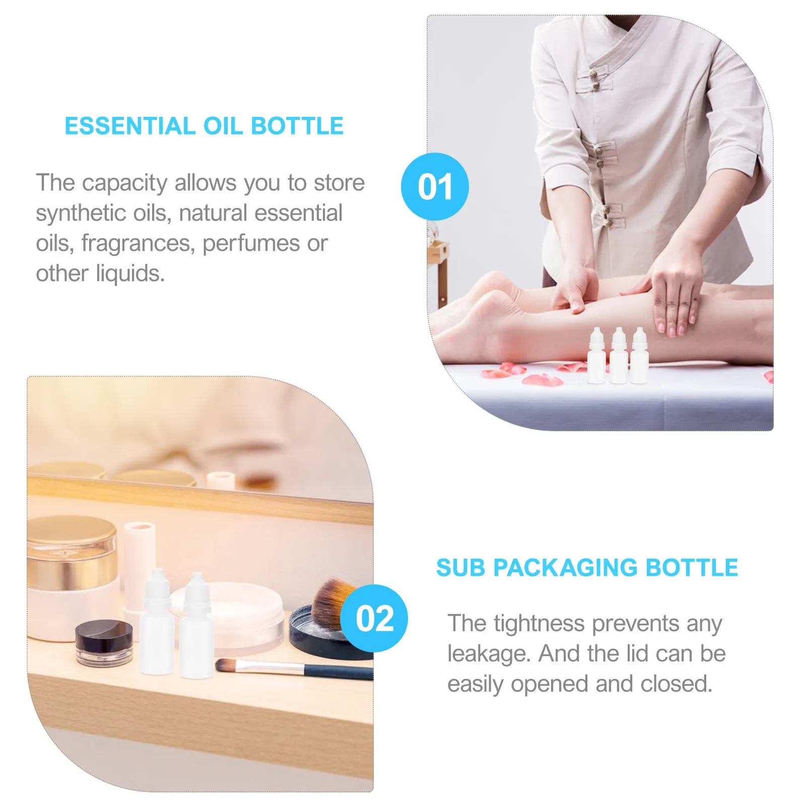 

50Pcs Dropper Bottles Essential Oil Dispenser Portable Travel Sub Bottles Simple Liquids Storage Leak Proof Perfume Lotion