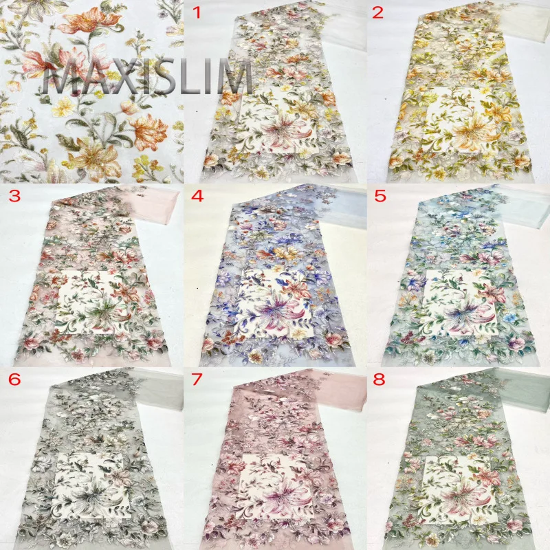 New Laser Printing+bead Sequin Embroidery Women's Skirt Evening Dress Children's Clothing Bead Sequin Fabric Width 125CM