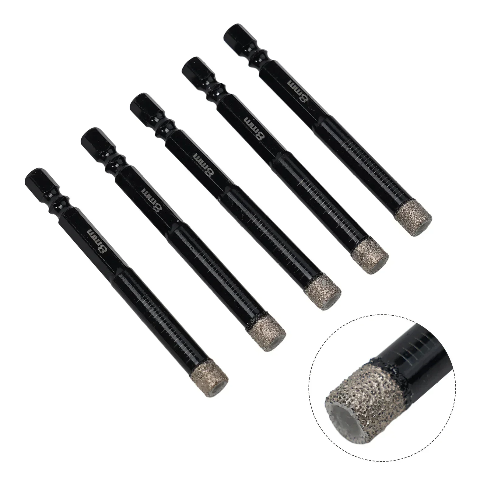 Massimizza la tua efficienza di perforazione Punte diamantate a secco brasate sotto vuoto per plastica dura, ceramica e vetro, set da 5 pezzi