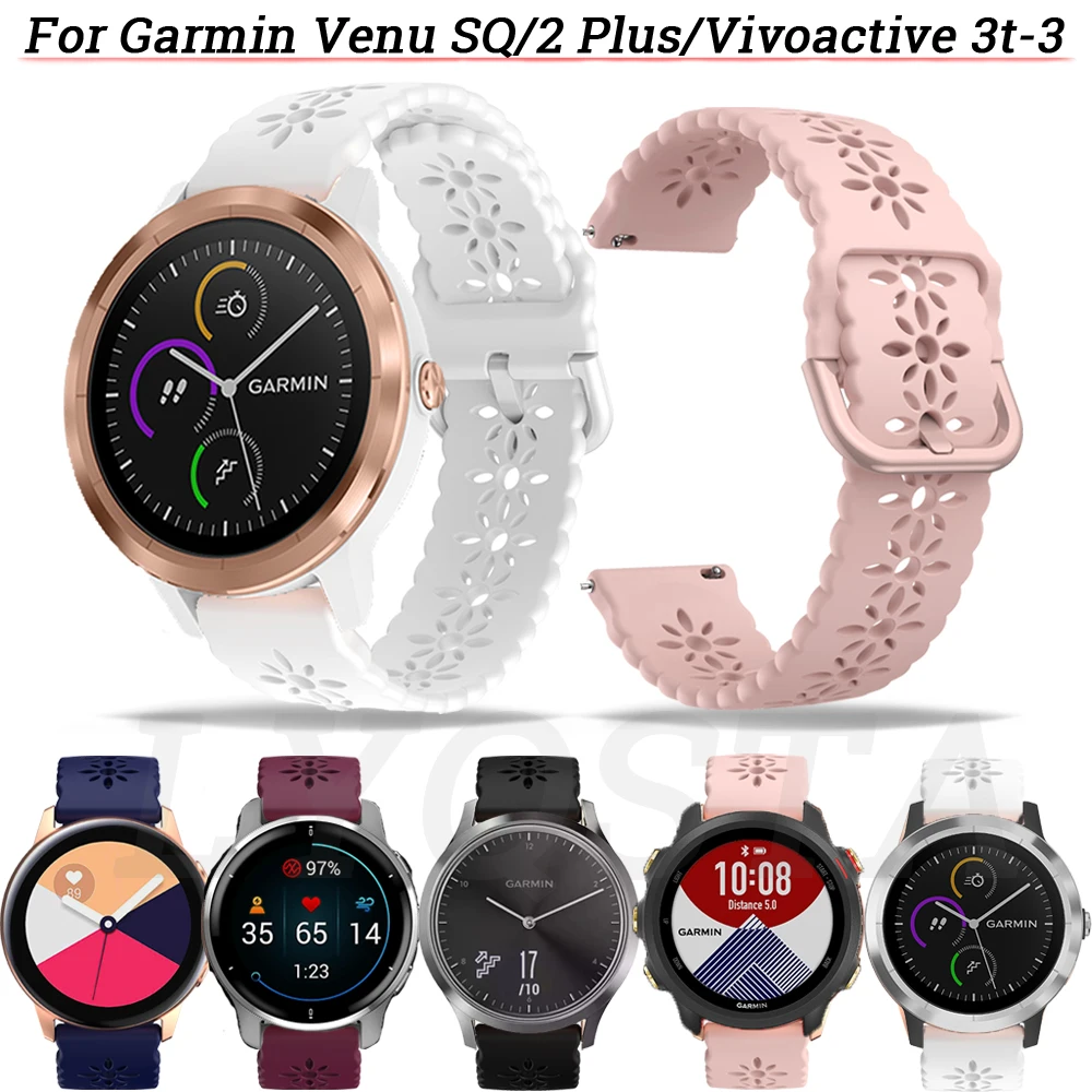 Correa de silicona para reloj inteligente, pulsera deportiva de 20mm para Garmin Venu 2 Plus 2 Plus Vivoactive 3 3t Forerunner 645, 245M