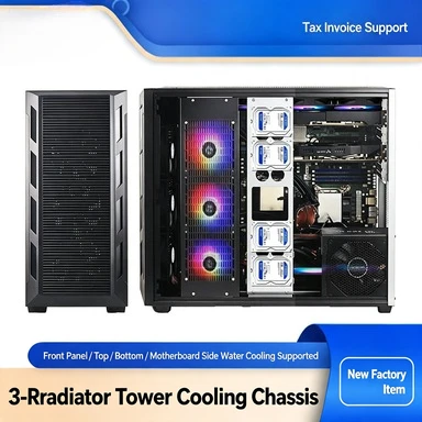 EATX Tower Workstation Case, 240/360mm Water Cooling Support, Multi-GPU Installation Desktop Chassis for Industrial Computing