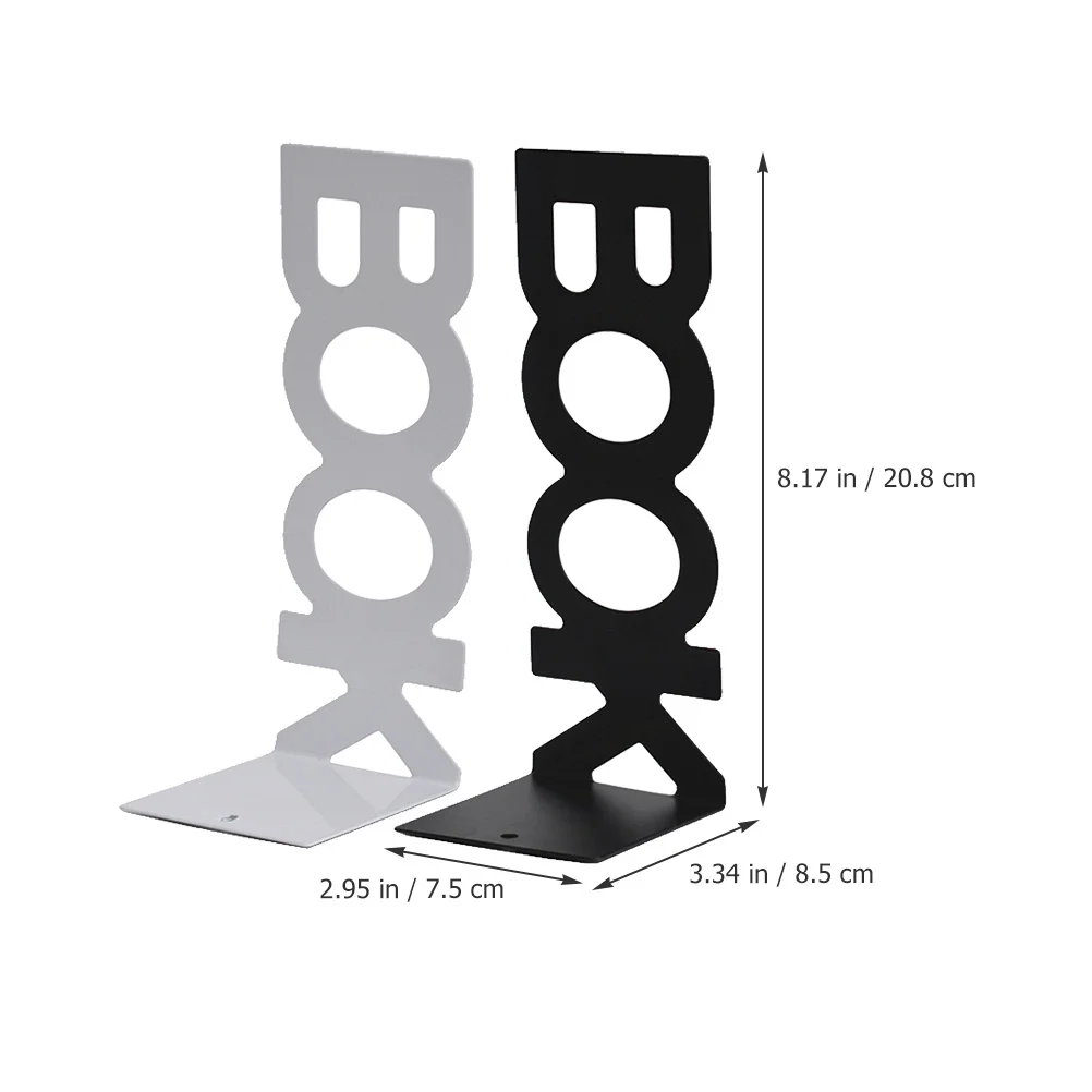 

4pcs Letter Shaped Metal Bookends Decorative Book Organizers For Heavy Books Desktop Study Office Shelf Storage Stand