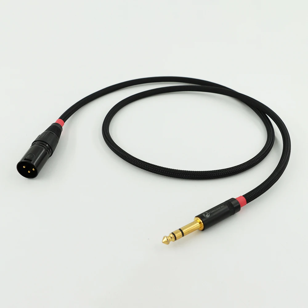 Carare 프리미엄 밸런스드 인터커넥트: 헤비 게이지 트리플 코어 6.35mm TRS - XLR 케이블(블랙 & 골드) ​