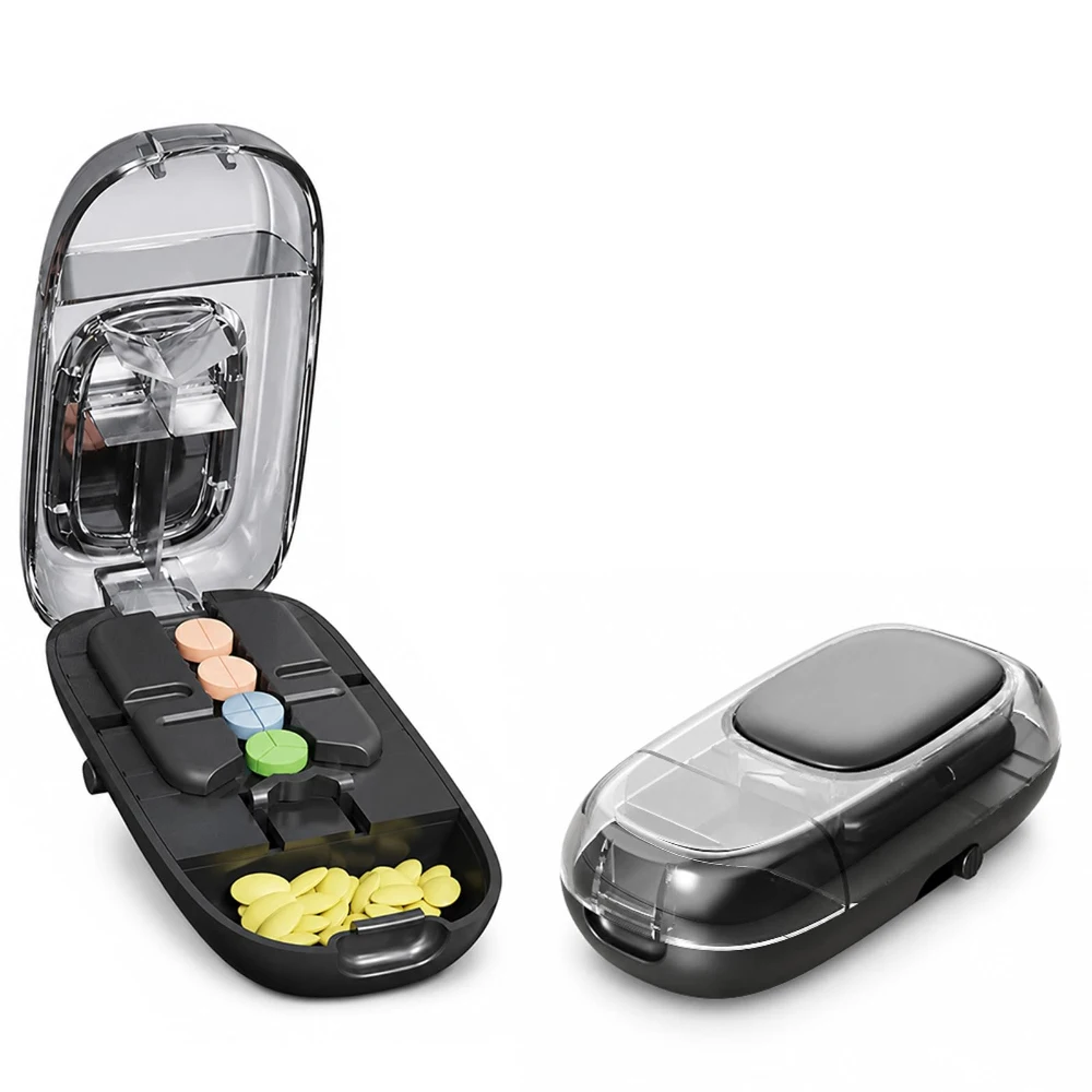 New Adjustable Pill Cutter Divides into 2/3 or 4 Parts Dustproof Pill Splitter & Storage Box Precise Medication Divider Taglia