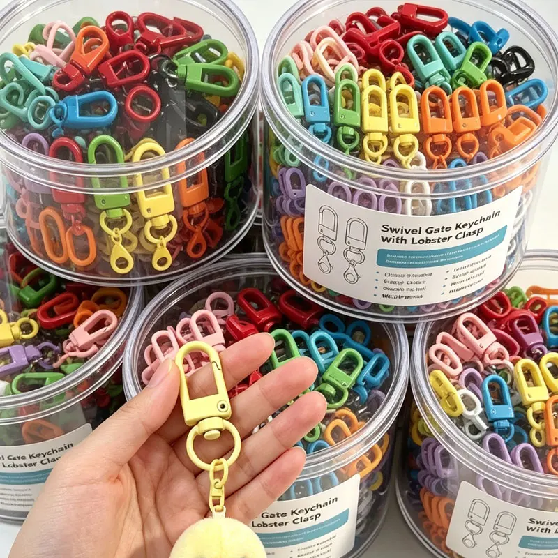 10-100pcs 2027 New Colorful Carabiner Clasp Key Chain Rotating Keyrings for DIY Key Chain Bags Pendants Accessories Wholesale
