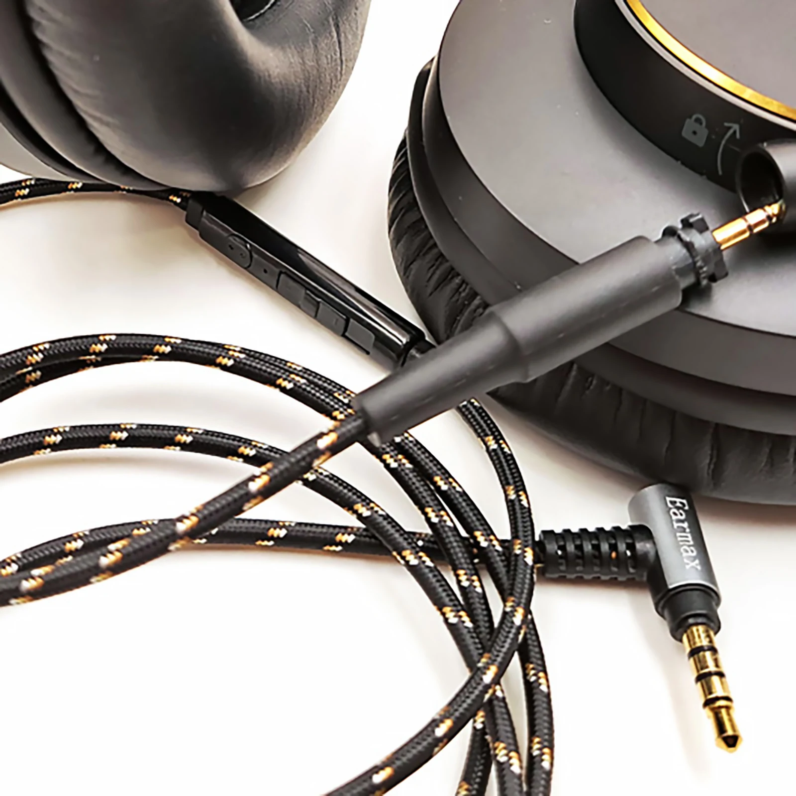 Nylon Audio Headphone Cable With Mic For Shure SRH840A SRH440A SRH840 SRH940 SRH440 Headset Accessories 1.3m Earphone Cord Black image 6