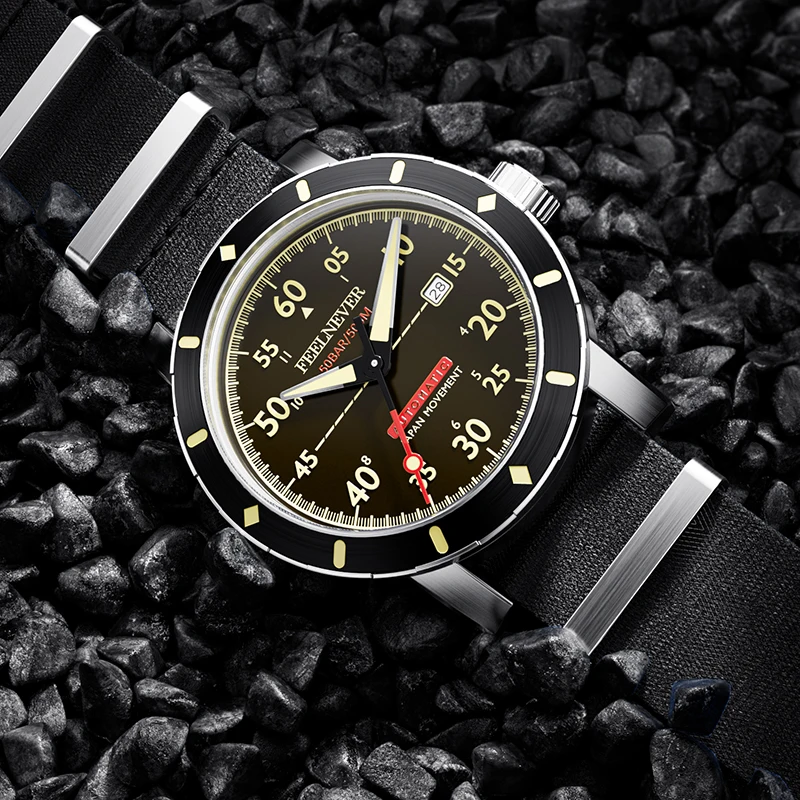 FEELNEVER Men's Mechanical Wristwatches 50Bar Waterproof Japan Movement Sapphire Automatic Watch for Men Relogios Masculino+BOX view 2