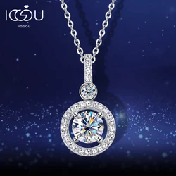 IOGOU 6.5mm D1.33CT Full D Color Moissanite Pendant Necklace for Woman Trend 2024 Real Silver 925 Fine Jewelry Christmas Gifts