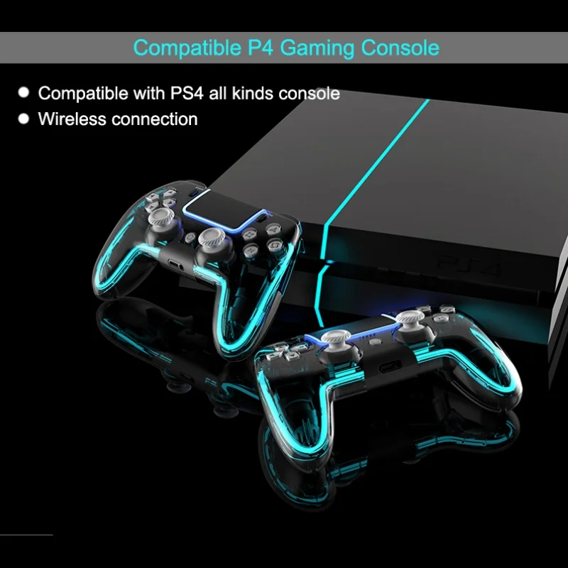 For PS4/PS4slim/ps4 pro console Wireless gamepad with RGB light programming back keys PC Android IOS game controller