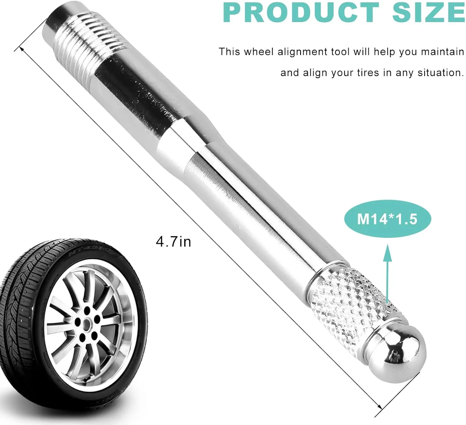 Wheel Alignment Pin, M14×1.5 Car Tire Lug Bolt Mounting Tool,Wheel Hanger Rim Stud Pilot Pin Tire Change Guide Tool for Most Car