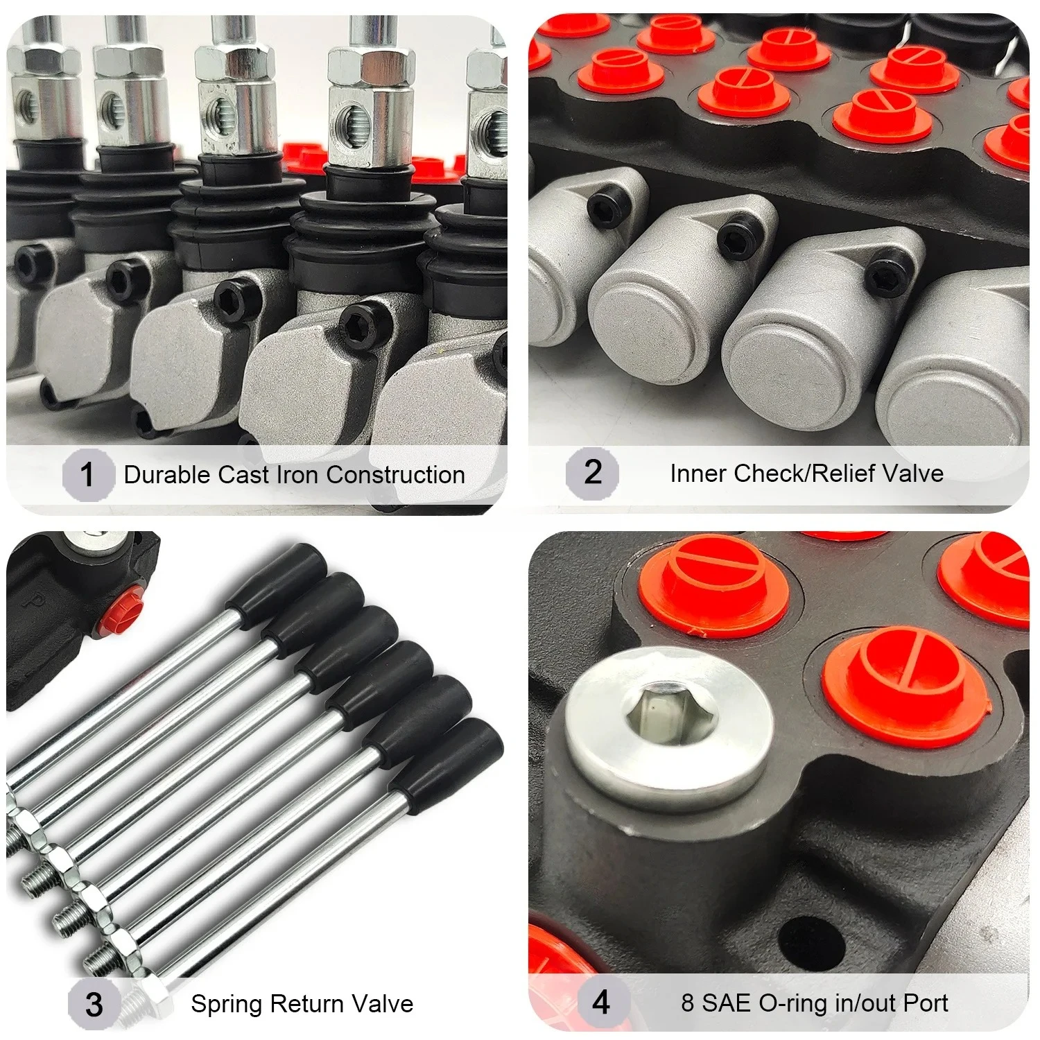 Tractor Valve Parts P40 Series Six Spool Detent Control Hydraulic Multiple Directional Valve