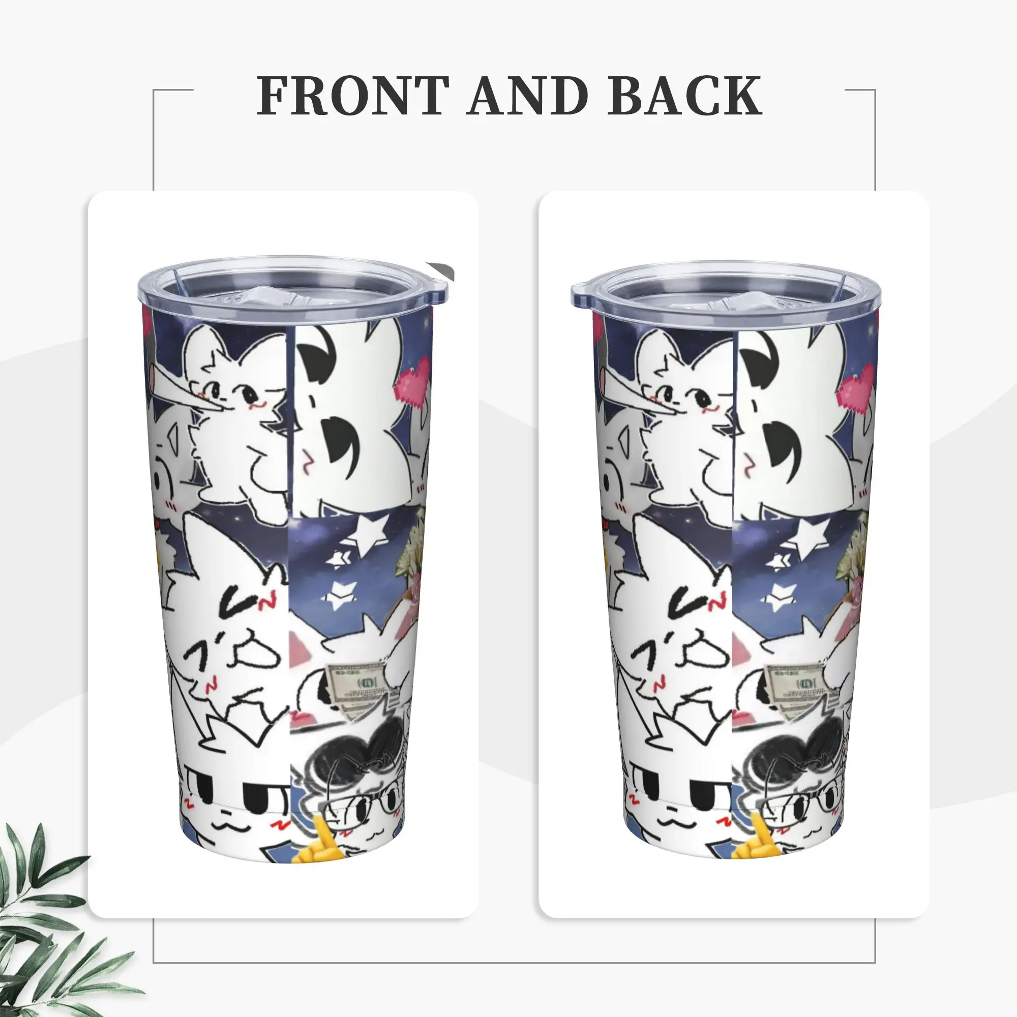Boykissers Silly Cat Insulated Tumbler with Straws Cartoon Furry Vacuum Thermal Mug Outdoor Portable Water Bottle Cups, 20oz