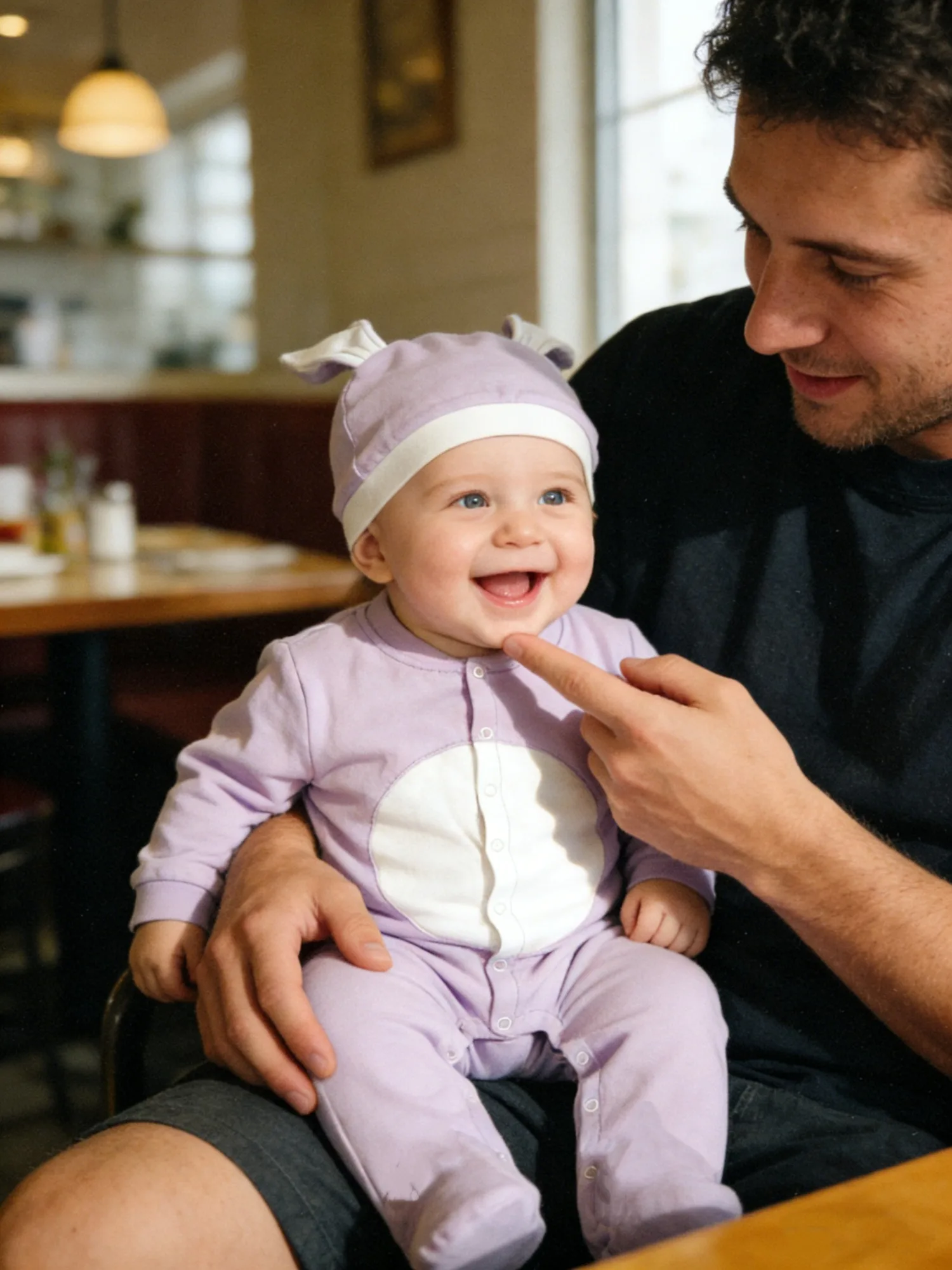 Newborn Baby Bunny Onesie Set - Purple Cotton Onesie Hat for Baby Photoshoot