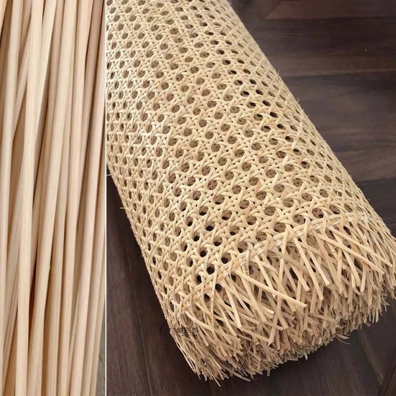 Natural Rattan Indonesian Cane Webbing Roll With Free Stick Core Home Furniture Cabinet Wardrobe Chair Repair Decor