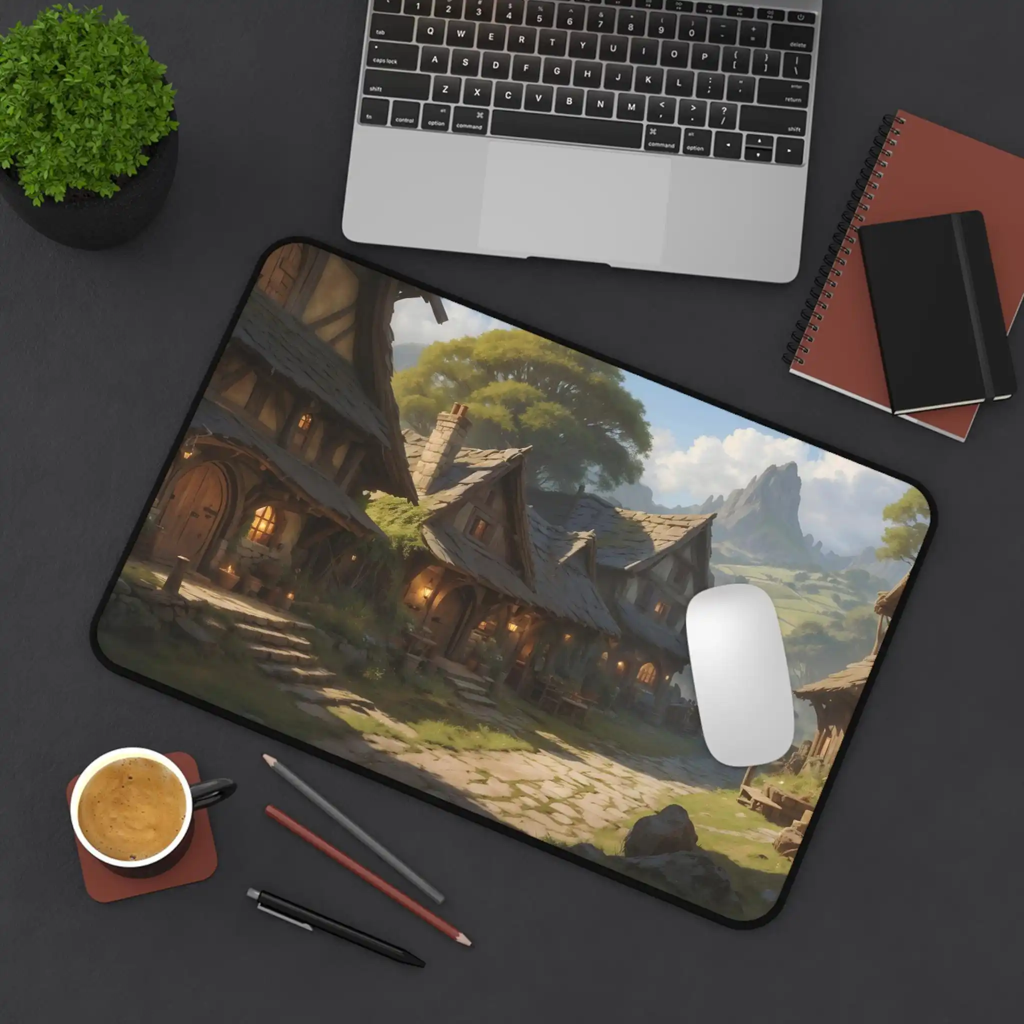 Medieval Village Table Mat,gamer Desktop Decoration Lover Gift,writer Author Gift,non-slip Waterproof Ancient Landscape Mousepad