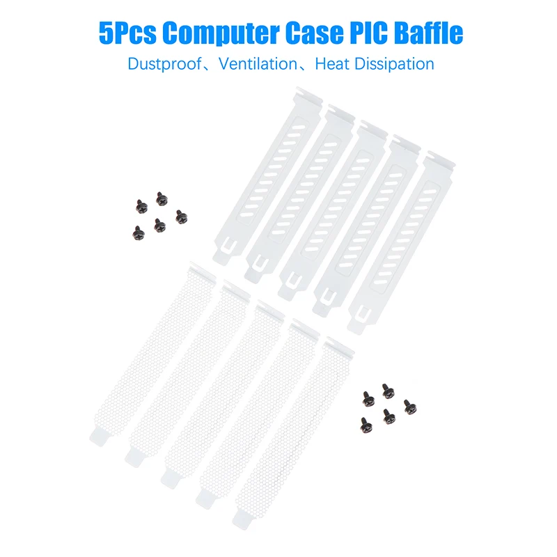 

5Pcs Desktop Computer Host Chassis PCI Cooling Dust Filter Baffle PCI Slot Cover Board PC Computer Case Ventilation Baffle Net