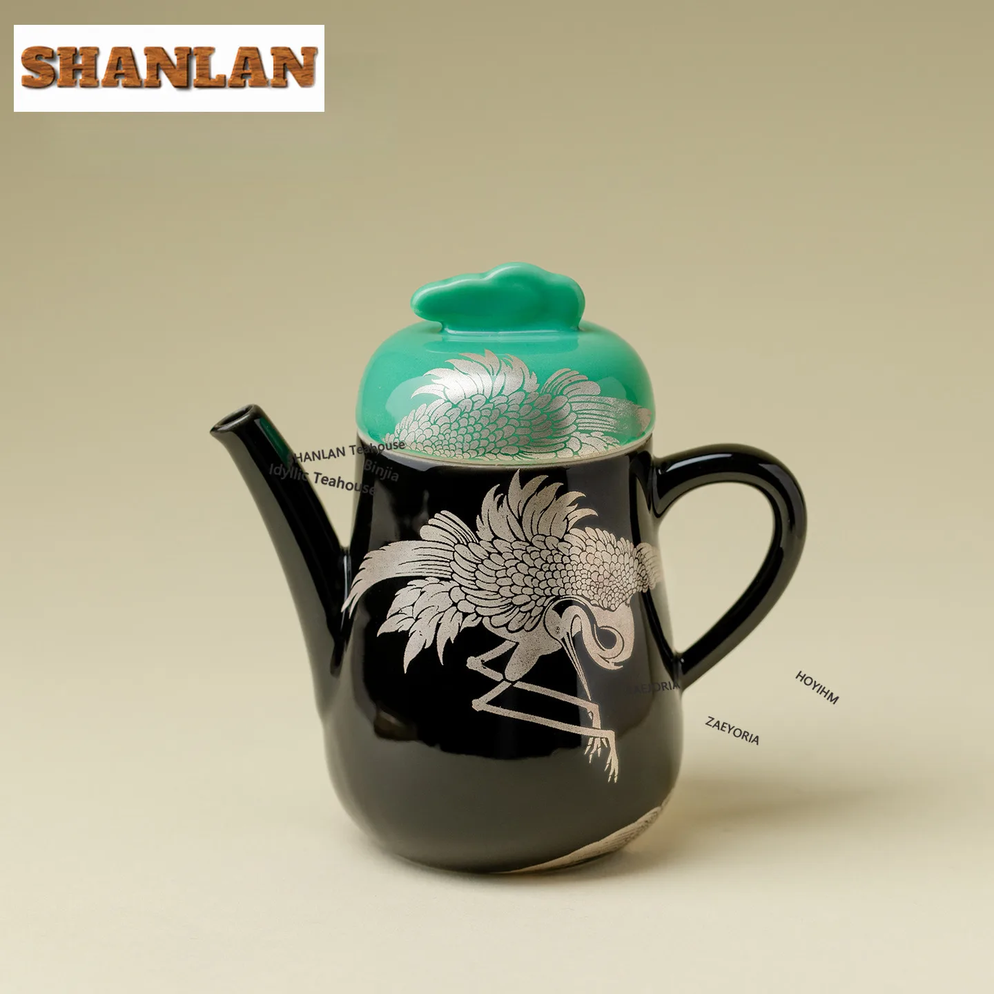 HOYIHM 100ml Silver Black Gold Crane Teapot Zen Tea Infuser Pot Tea Maker Kettle With Ball Hole Flower Tea Drinkware Decoration